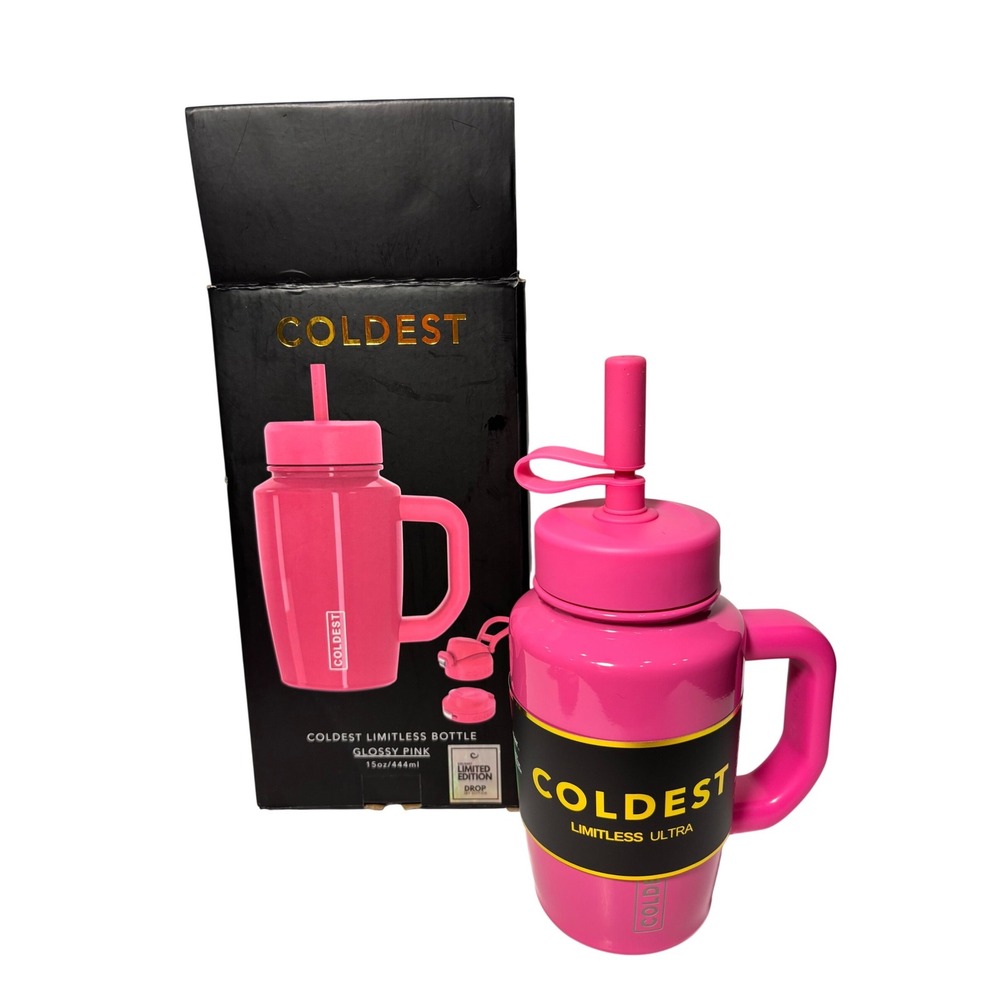 Coldest Limitless Ultra Glossy Pink 15oz Bottle Tumbler Limited Edition